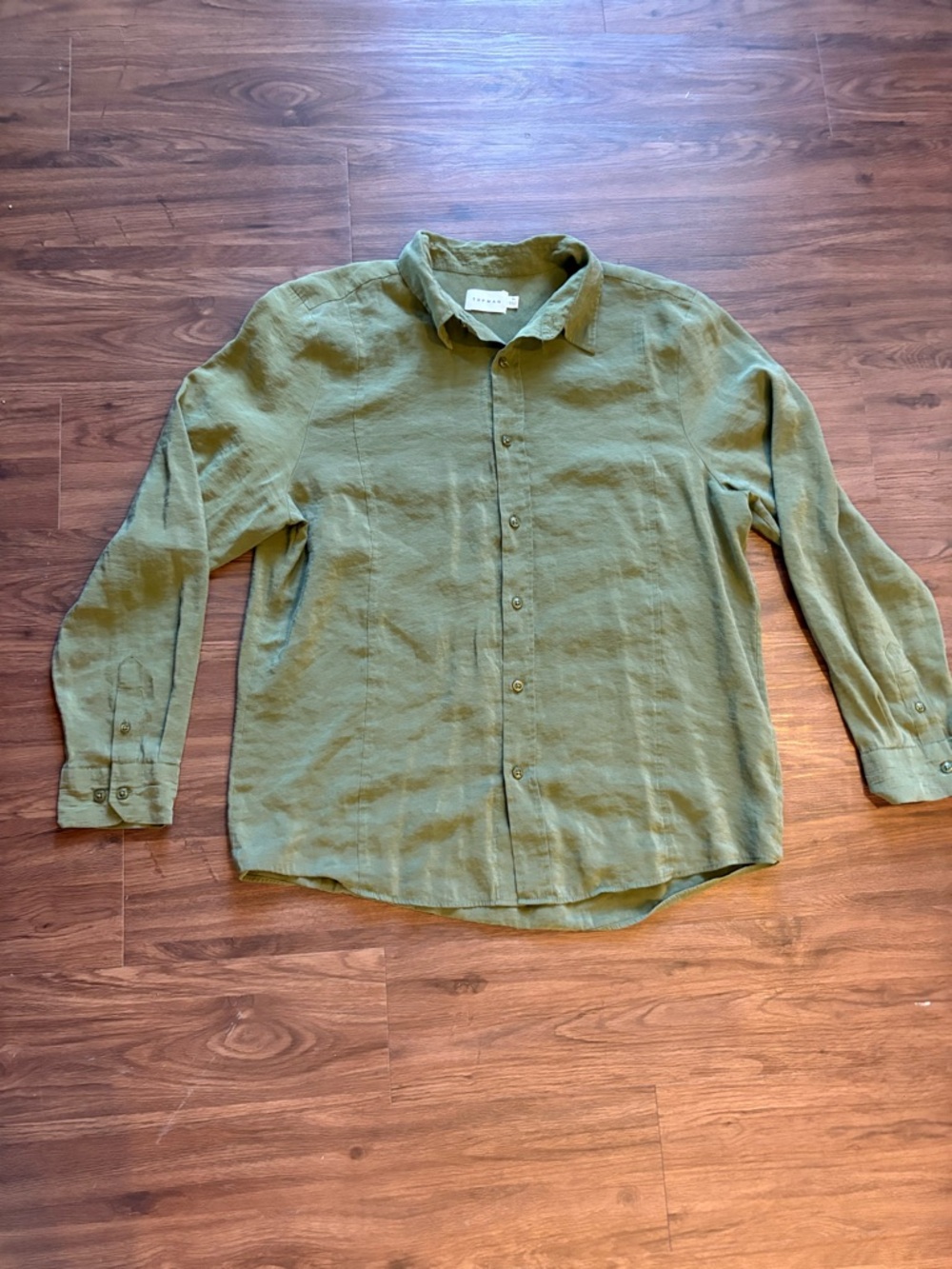 Topman Olive Green Casual Button-Down Shirt